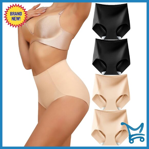 High Waisted Seamless Tummy Control Panties 4 Pack S-3XL